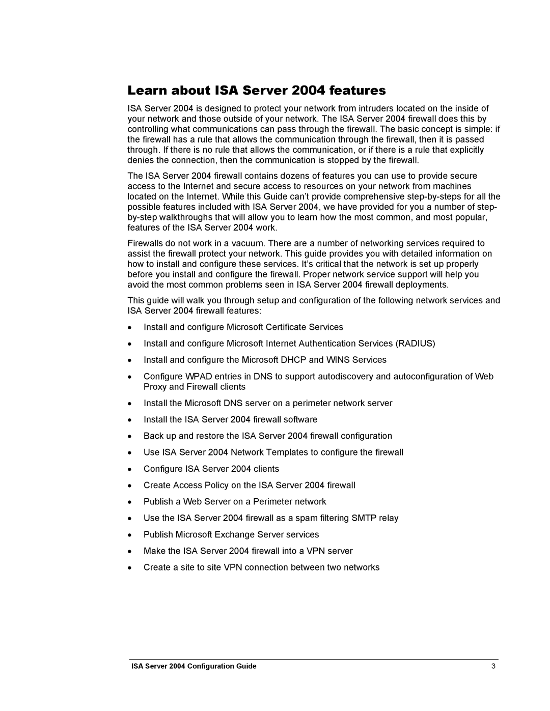 Microsoft manual Learn about ISA Server 2004 features 