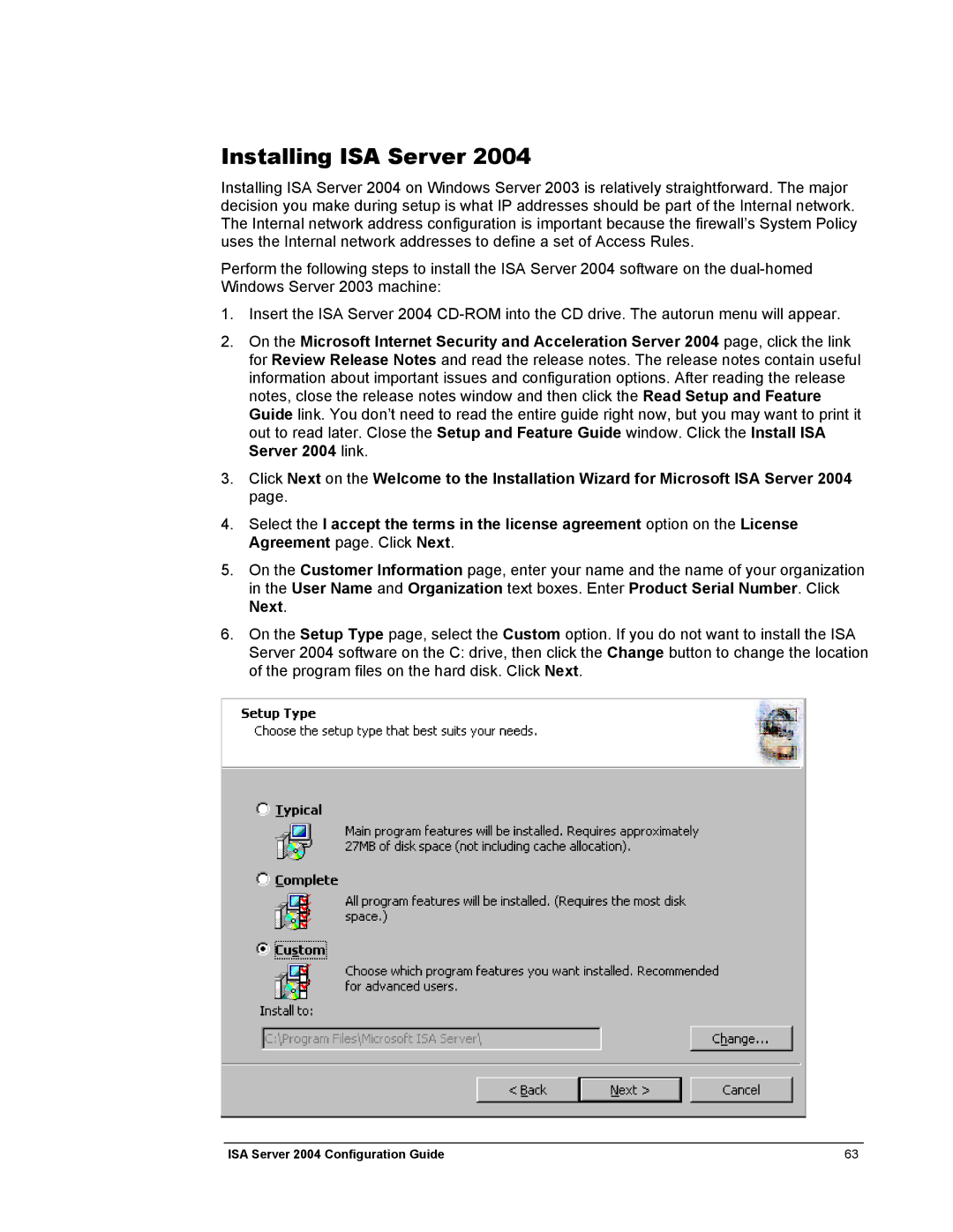 Microsoft 2004 manual Installing ISA Server 