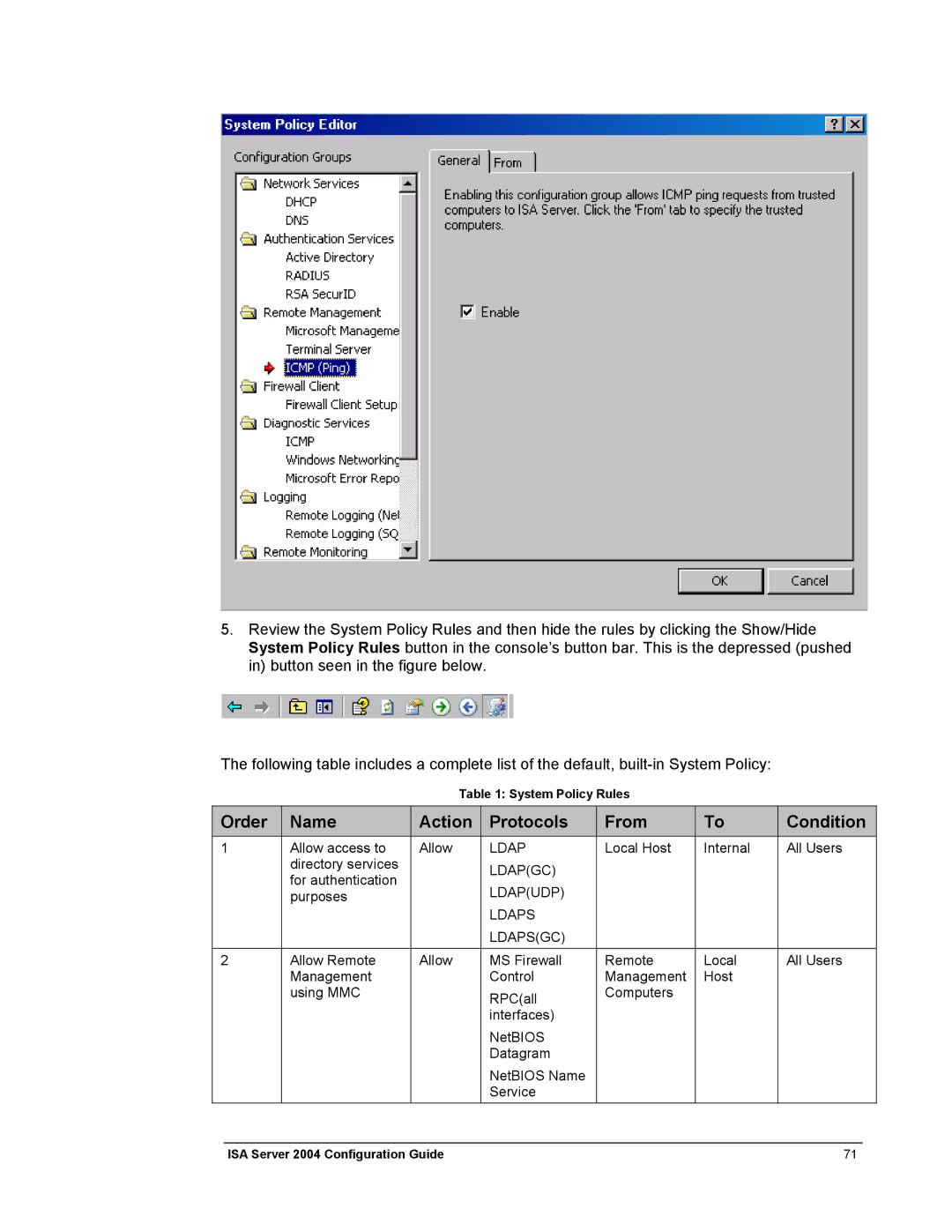 Microsoft 2004 manual Order Name Action Protocols From Condition 