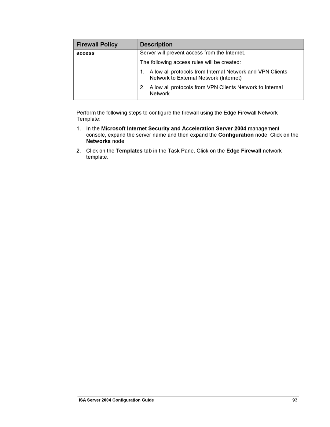 Microsoft 2004 manual Server will prevent access from the Internet 