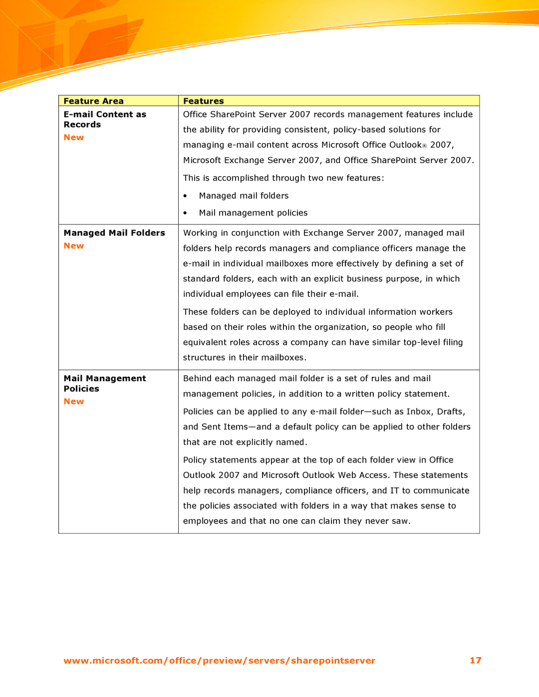 Microsoft 2007 manual Managing e-mail content across Microsoft Office Outlook 