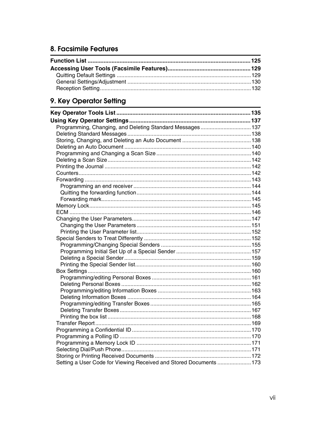 Microsoft 2045 appendix Facsimile Features, Key Operator Tools List 135 Using Key Operator Settings 137 