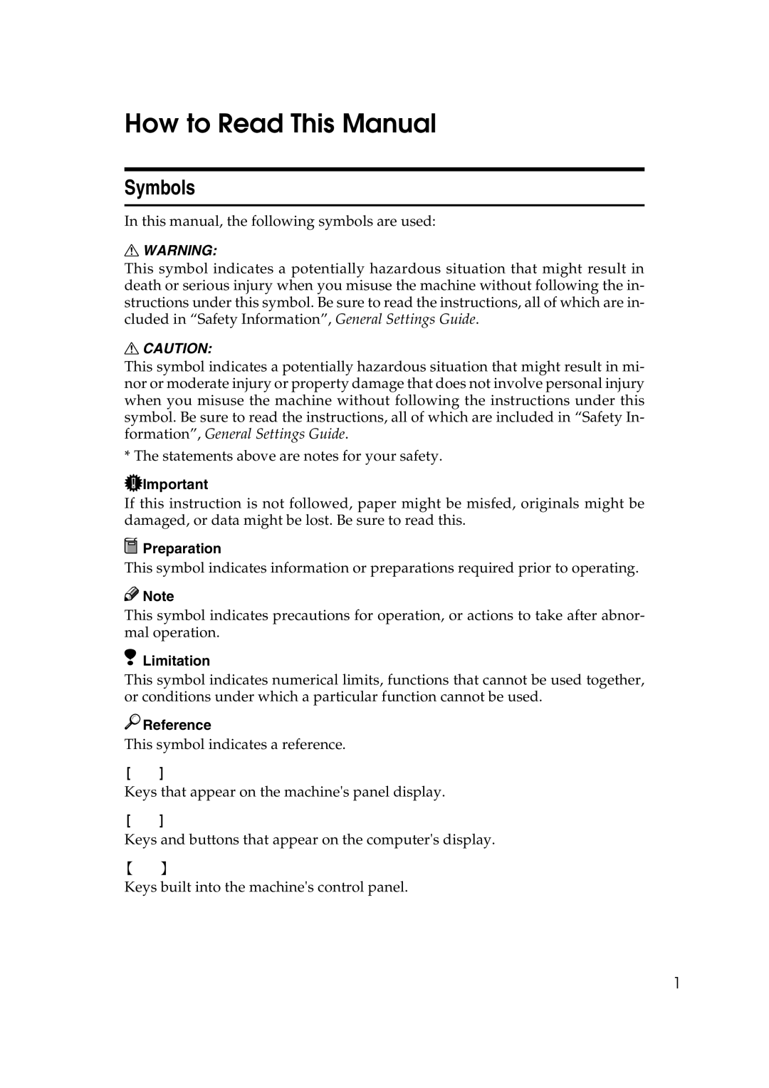 Microsoft 2045 appendix How to Read This Manual, Symbols, Preparation, Limitation, Reference 