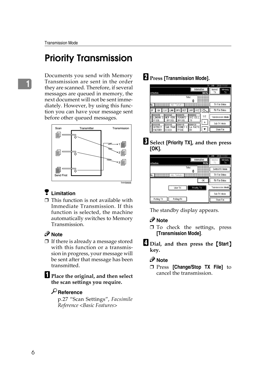 Microsoft 2045 appendix Priority Transmission, Press Transmission Mode, Select Priority TX, and then press OK 