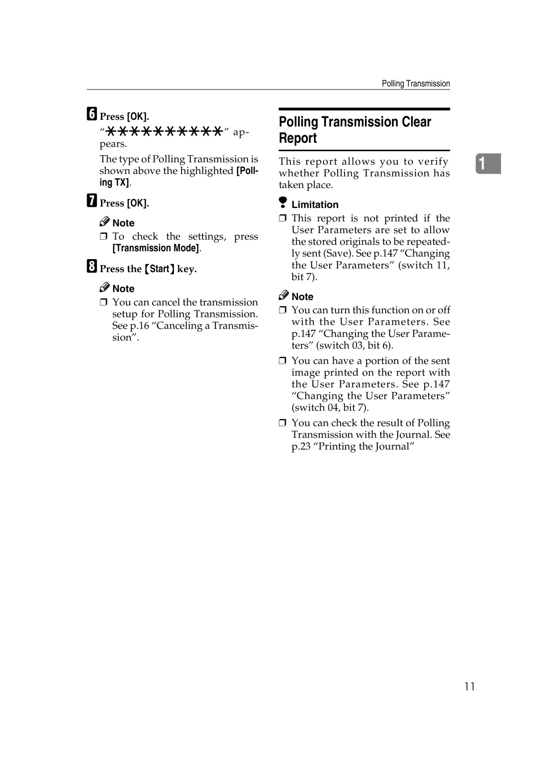 Microsoft 2045 appendix Polling Transmission Clear Report, Press the Start key 