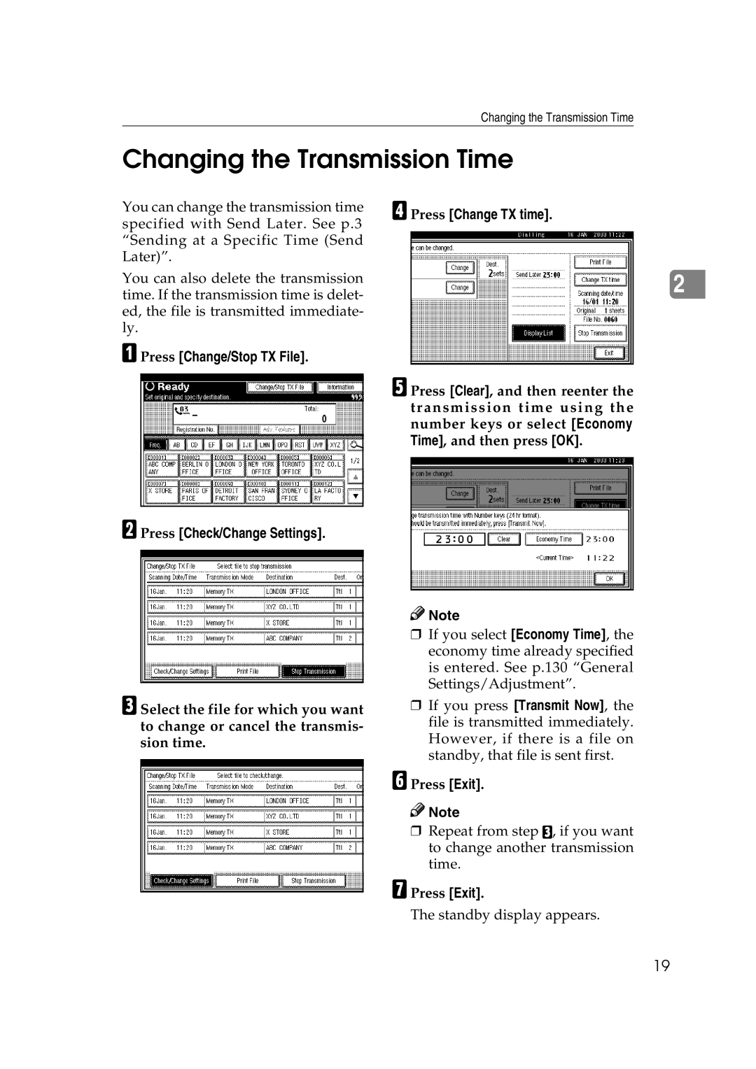 Microsoft 2045 appendix Changing the Transmission Time, Press Change TX time 