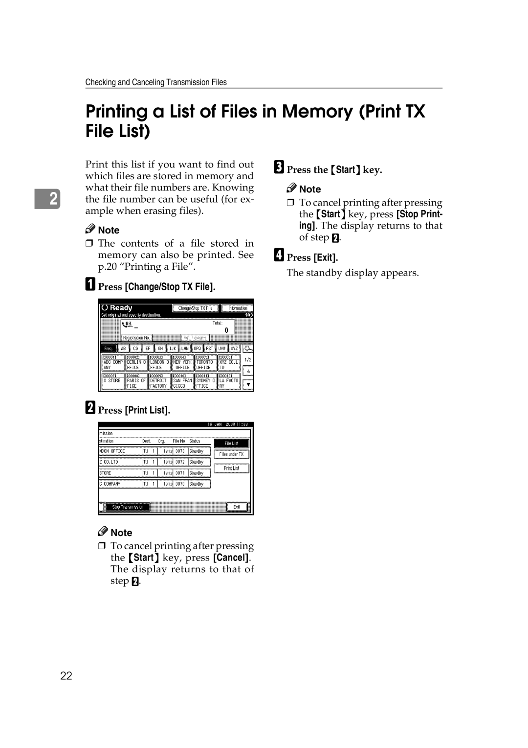 Microsoft 2045 appendix Printing a List of Files in Memory Print TX File List, Press Change/Stop TX File Press Print List 