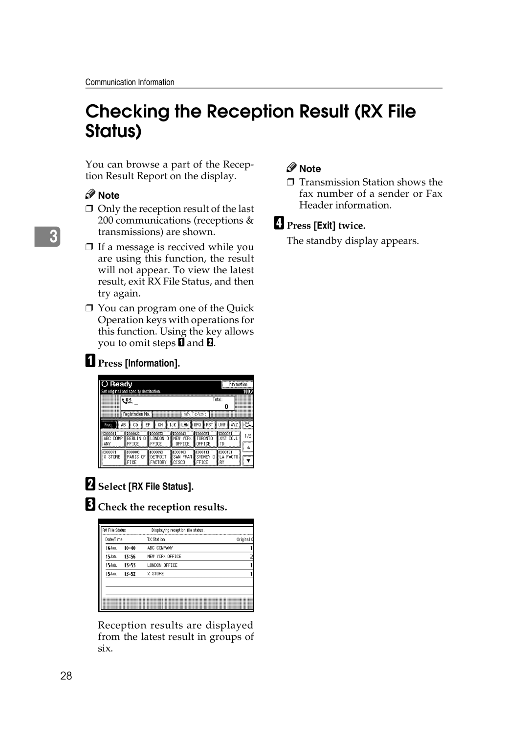 Microsoft 2045 appendix Checking the Reception Result RX File Status, Select RX File Status, Check the reception results 