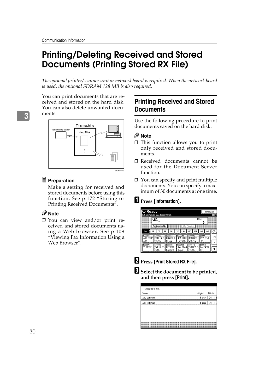 Microsoft 2045 appendix Printing Received and Stored Documents, Press Information Press Print Stored RX File 