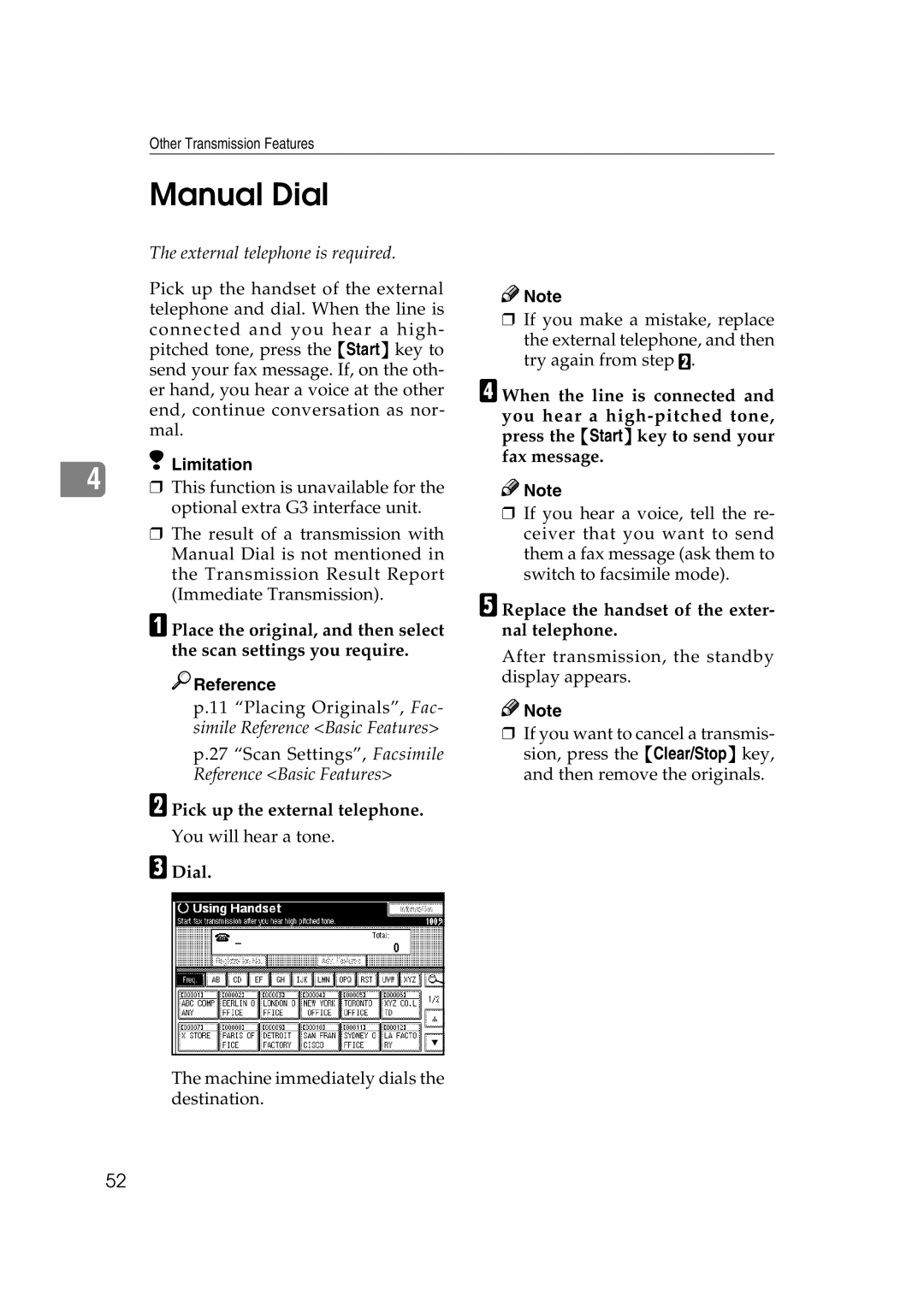 Microsoft 2045 appendix Manual Dial, Pick up the external telephone, Replace the handset of the exter- nal telephone 