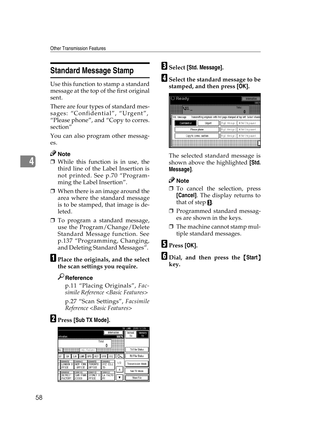 Microsoft 2045 appendix Standard Message Stamp, Press Sub TX Mode Select Std. Message 