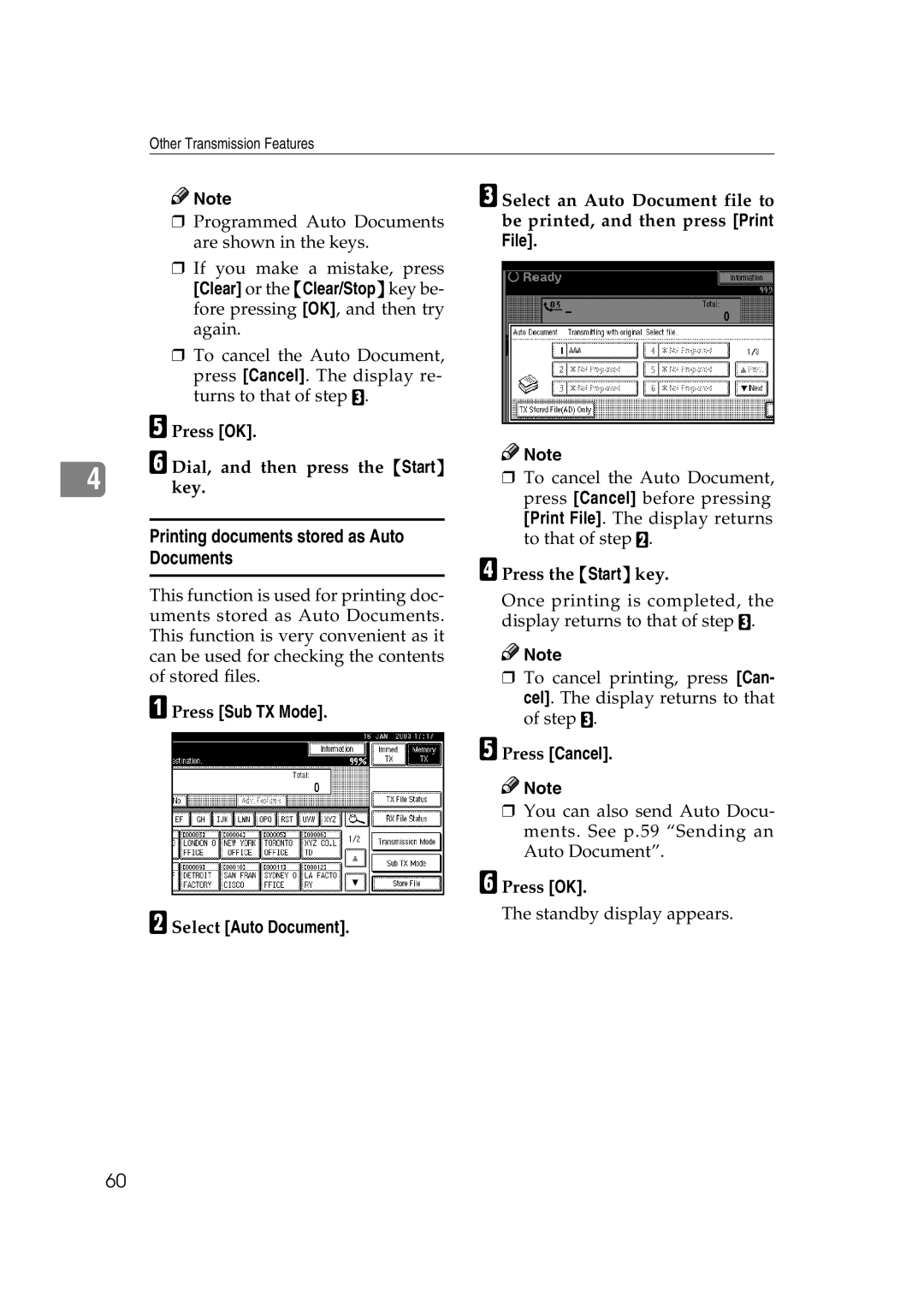 Microsoft 2045 appendix Printing documents stored as Auto Documents, Press Cancel 