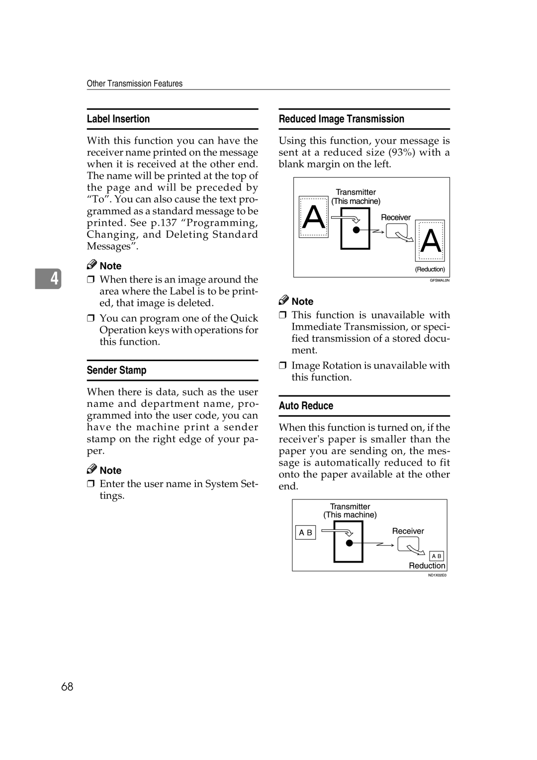 Microsoft 2045 appendix Label Insertion, Sender Stamp, Reduced Image Transmission, Auto Reduce 