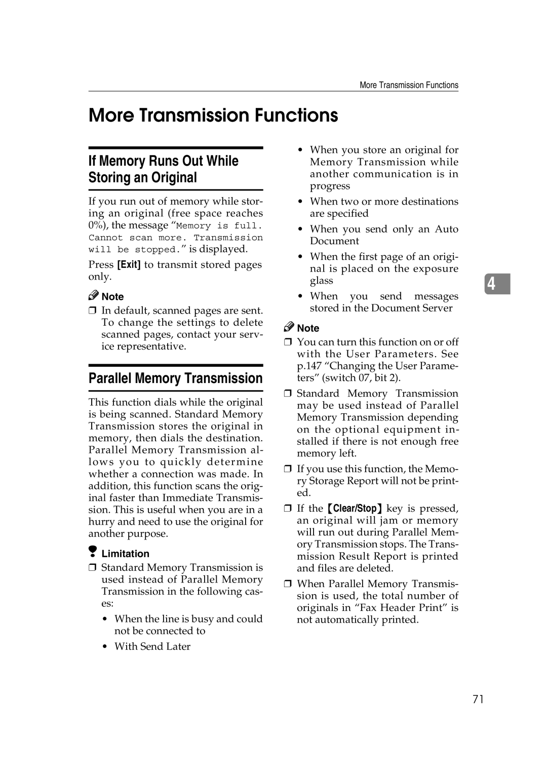 Microsoft 2045 appendix More Transmission Functions, If Memory Runs Out While Storing an Original 