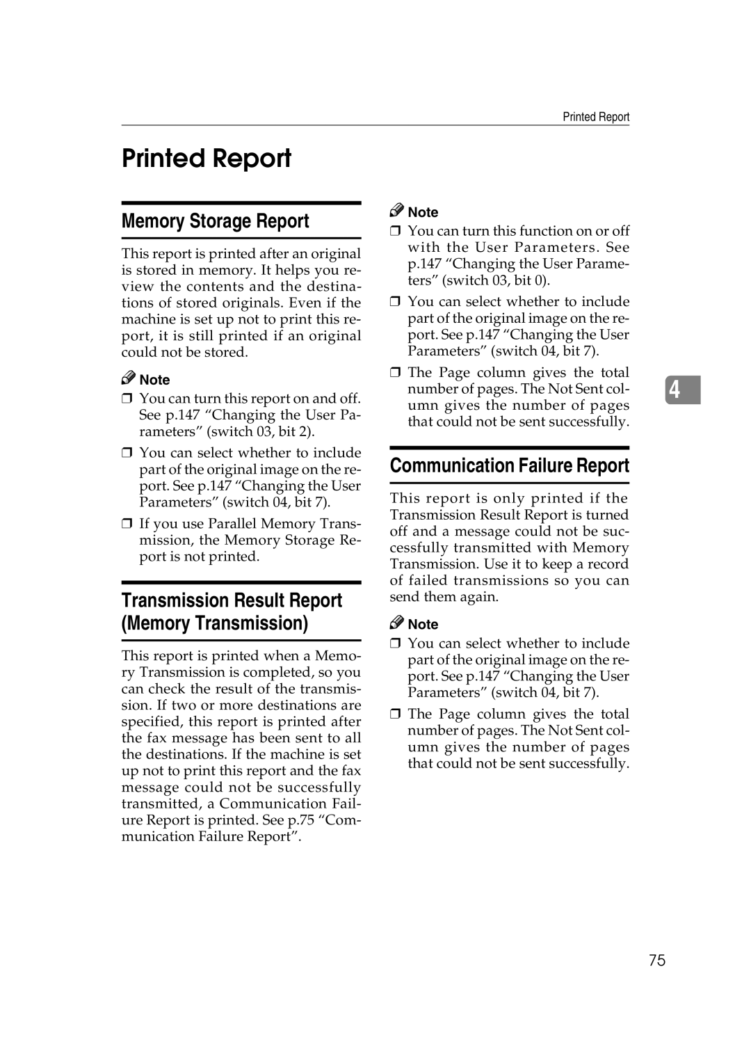 Microsoft 2045 appendix Printed Report, Memory Storage Report, Communication Failure Report 