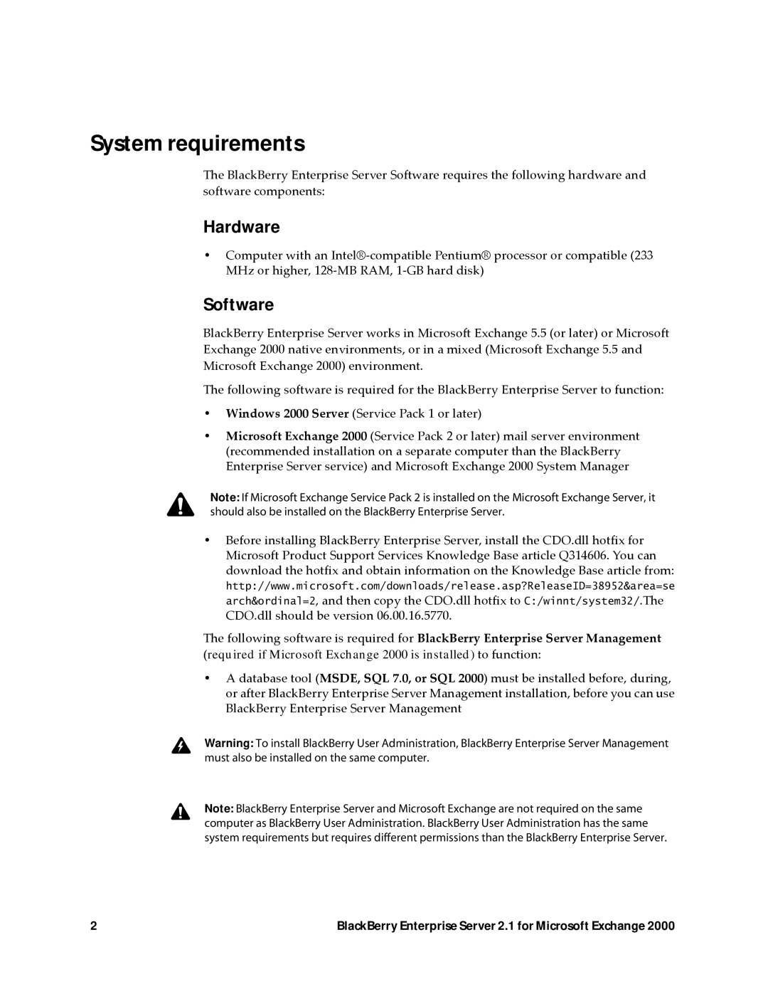 Microsoft 2.1 manual System requirements, Hardware 