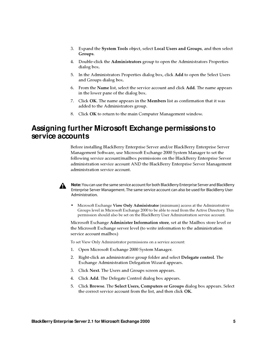 Microsoft manual BlackBerry Enterprise Server 2.1 for Microsoft Exchange 