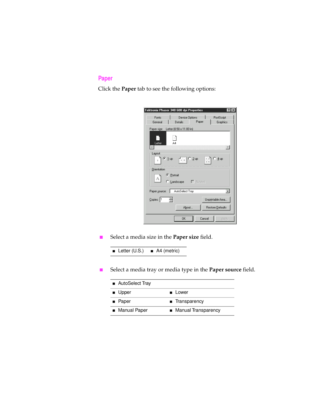 Microsoft 340 manual Paper 