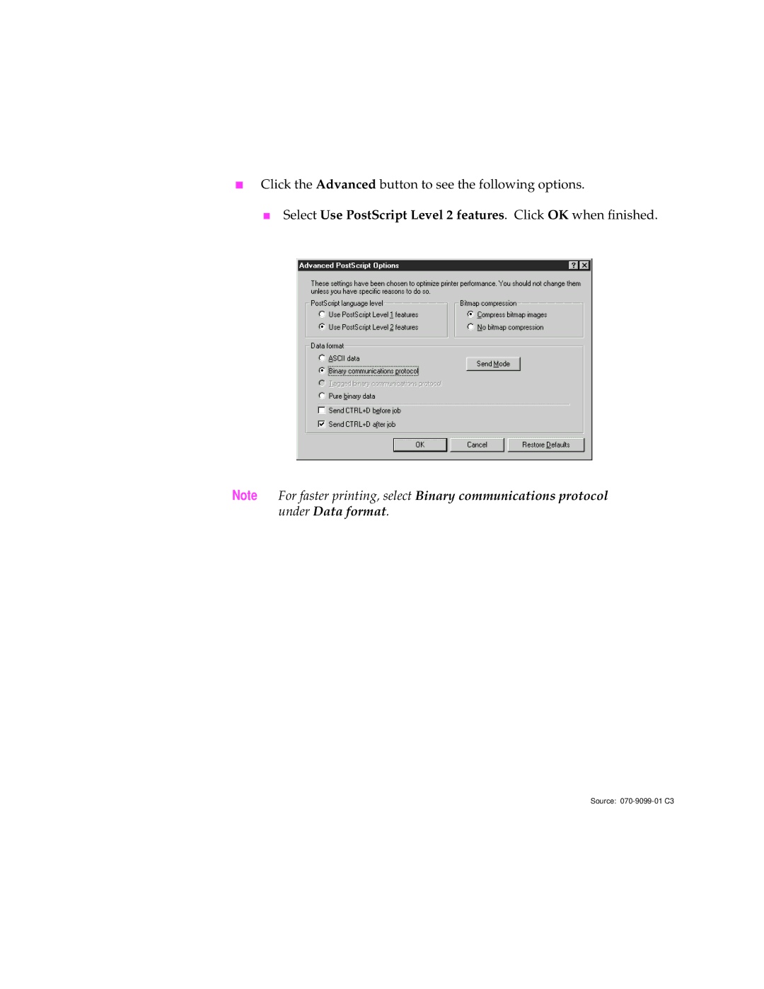 Microsoft 340 manual Click the Advanced button to see the following options 