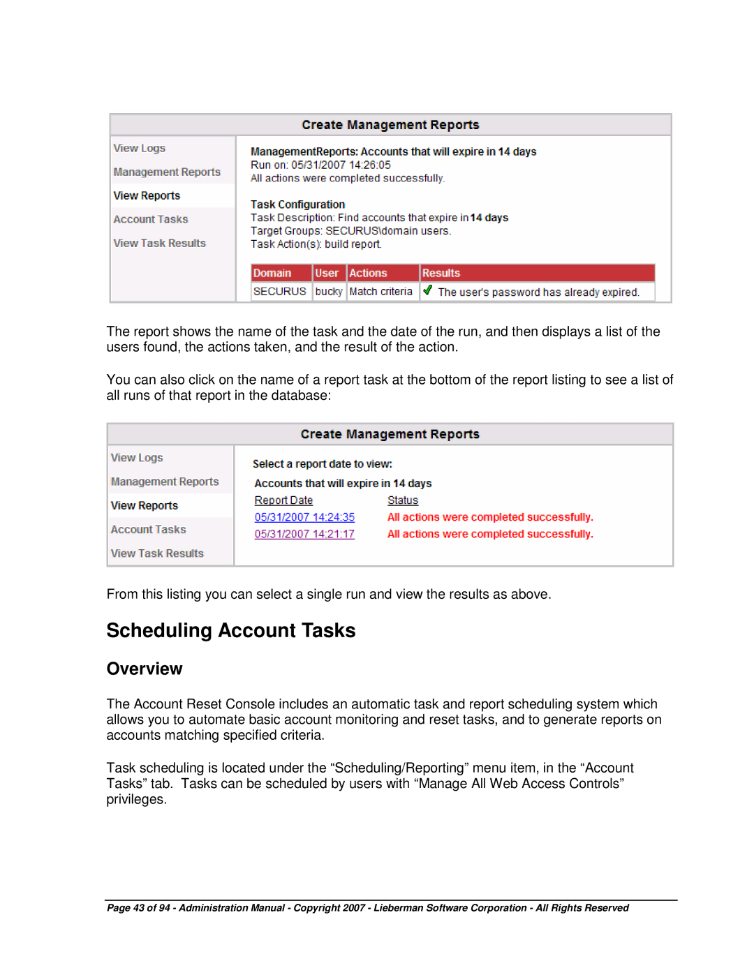 Microsoft 4.5.X manual Scheduling Account Tasks 