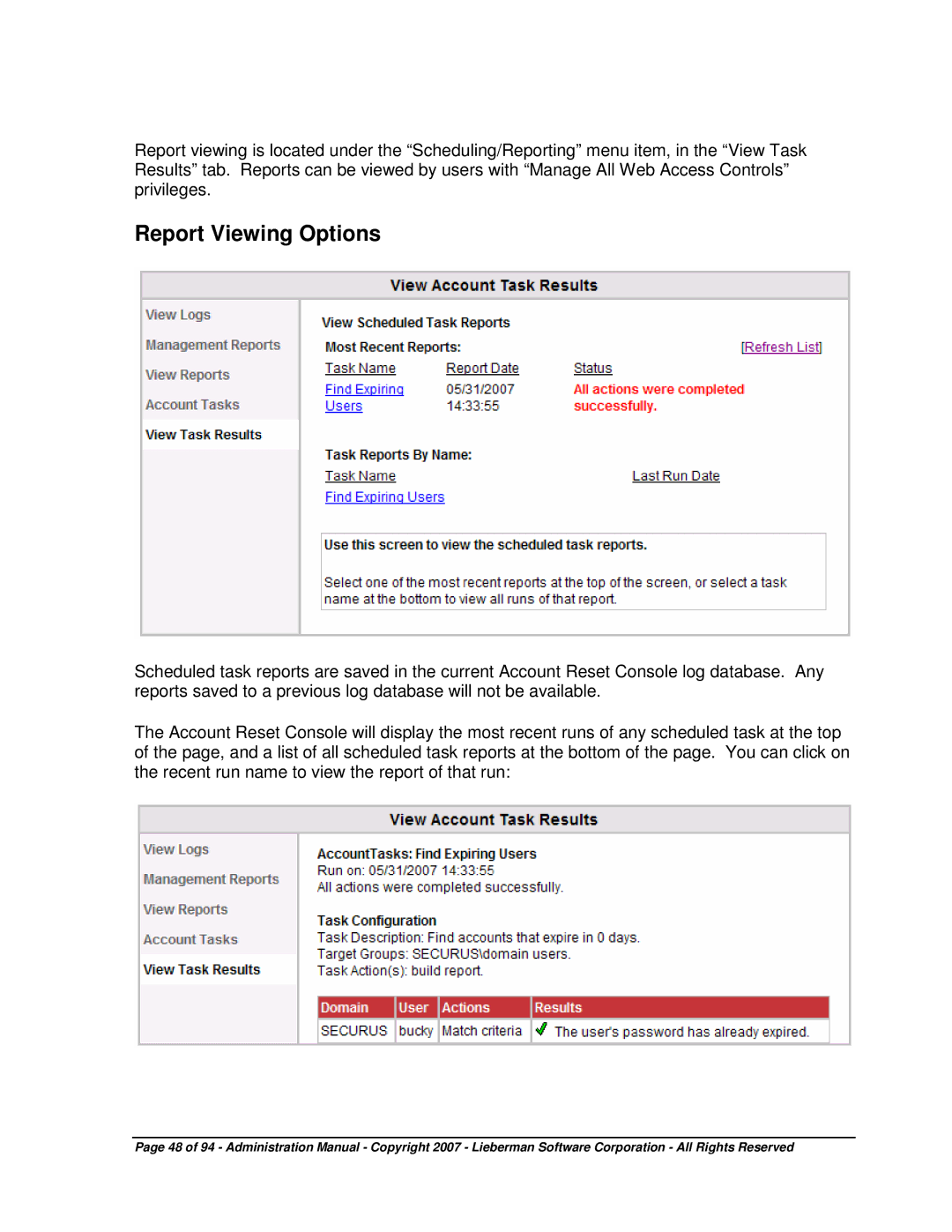 Microsoft 4.5.X manual Report Viewing Options 