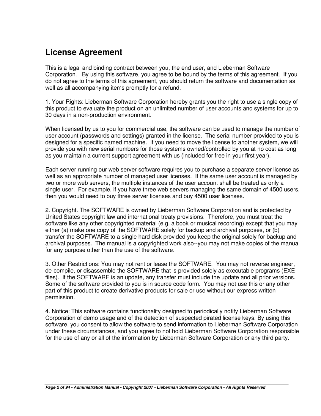 Microsoft 4.5.X manual License Agreement 