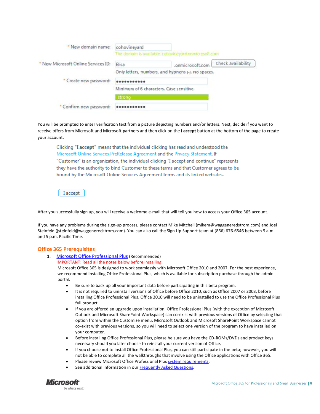 Microsoft 6GQ00024, 6GQ-00024 manual Office 365 Prerequisites 