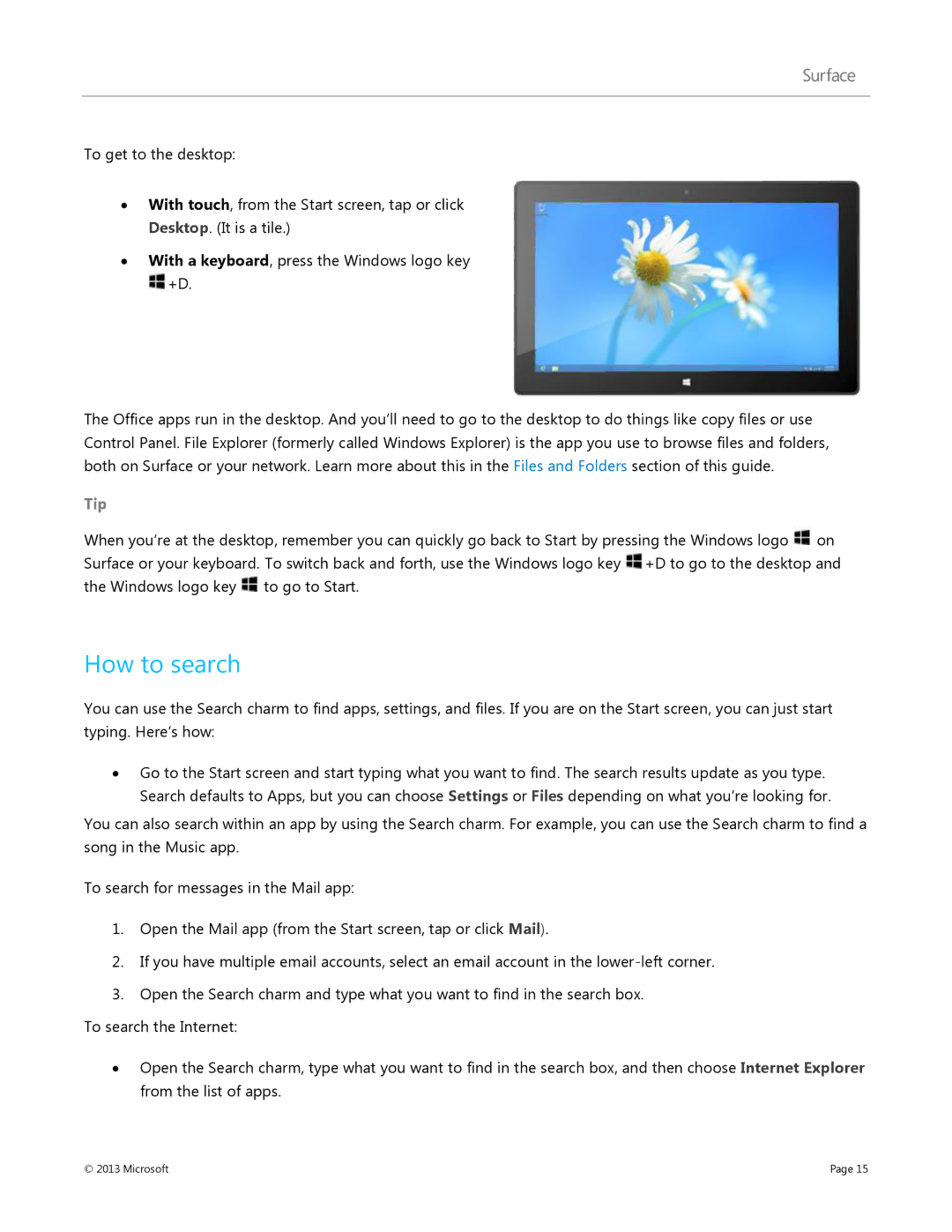 Microsoft Surface RT, 7XR-00001 manual How to search 