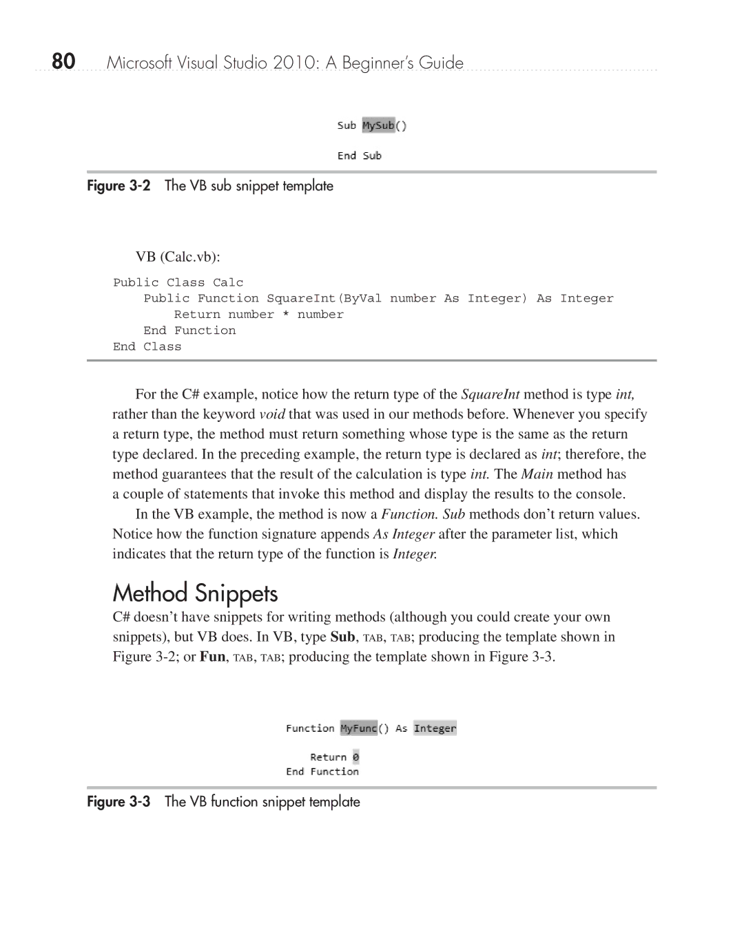 Microsoft 9GD00001 manual Method Snippets, VB sub snippet template 