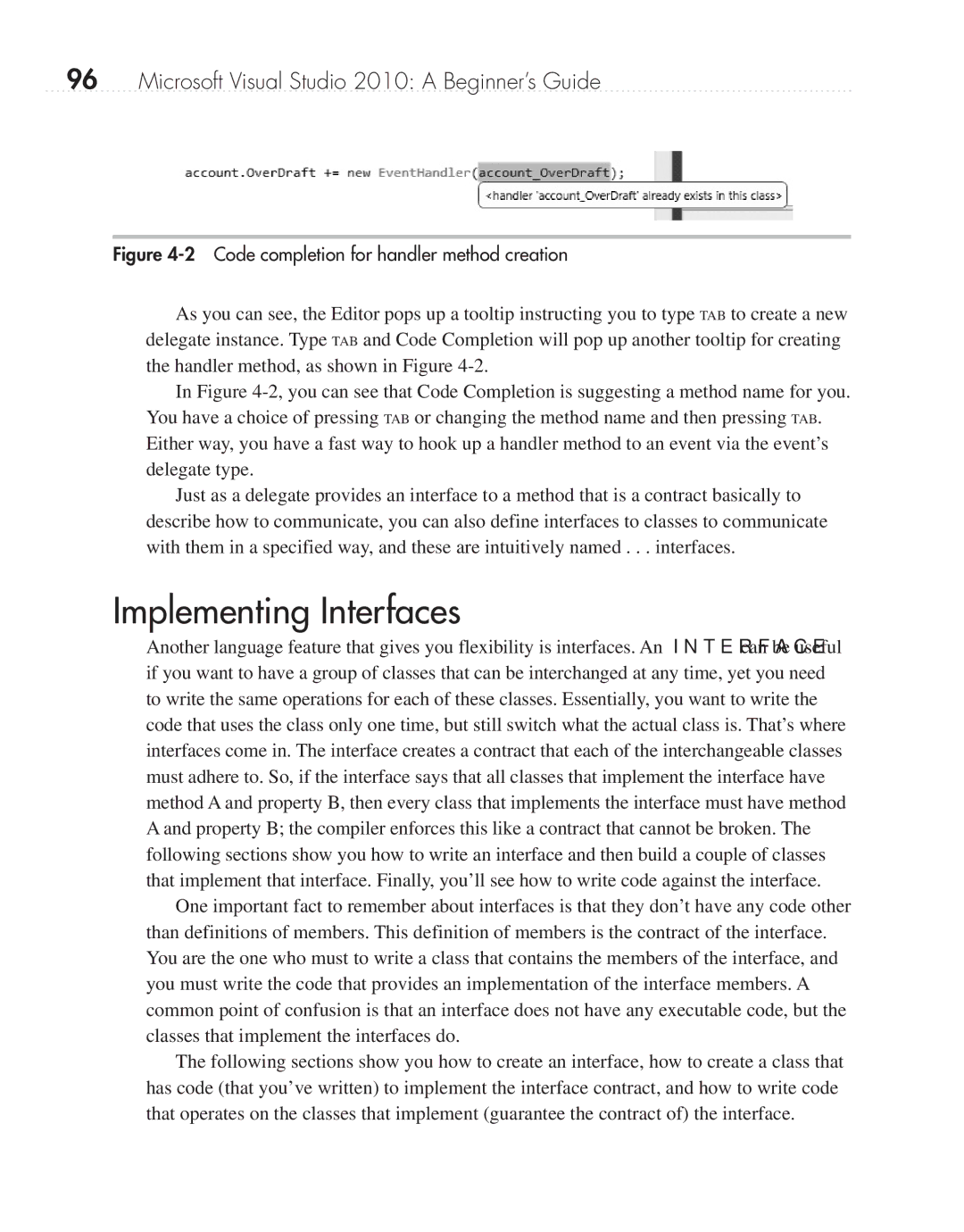 Microsoft 9GD00001 manual Implementing Interfaces, Code completion for handler method creation 