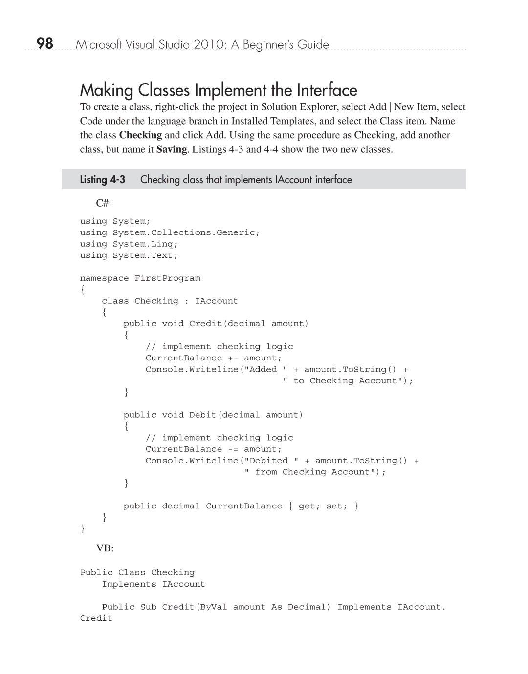 Microsoft 9GD00001 manual Making Classes Implement the Interface 