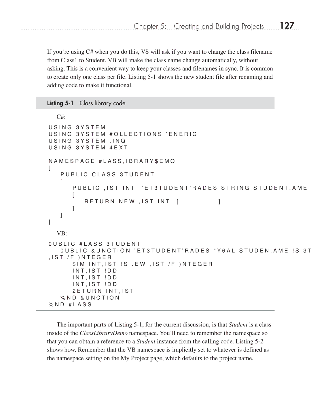 Microsoft 9GD00001 manual 127, Listing 5-1 Class library code 