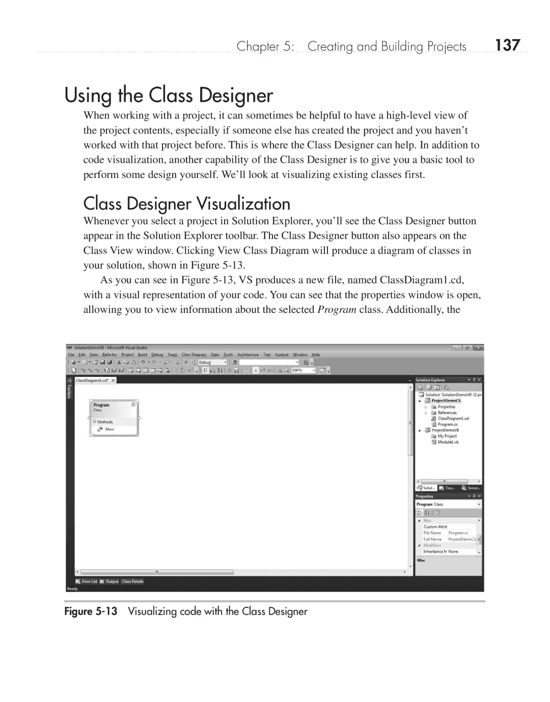 Microsoft 9GD00001 manual Using the Class Designer, Class Designer Visualization, 137 