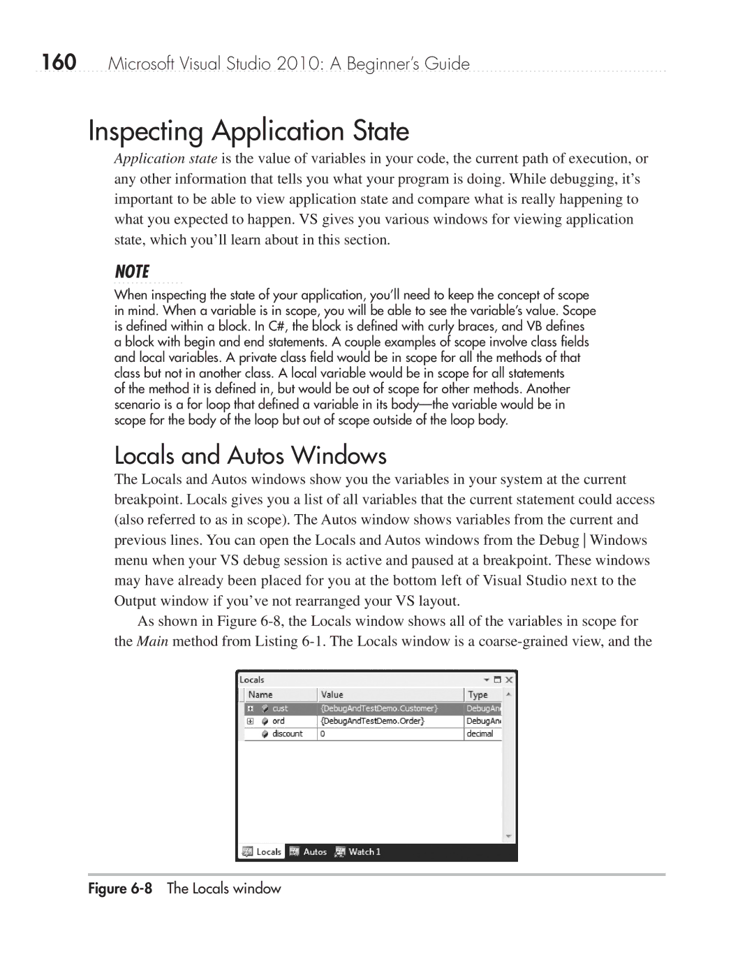 Microsoft 9GD00001 manual Inspecting Application State, Locals and Autos Windows 