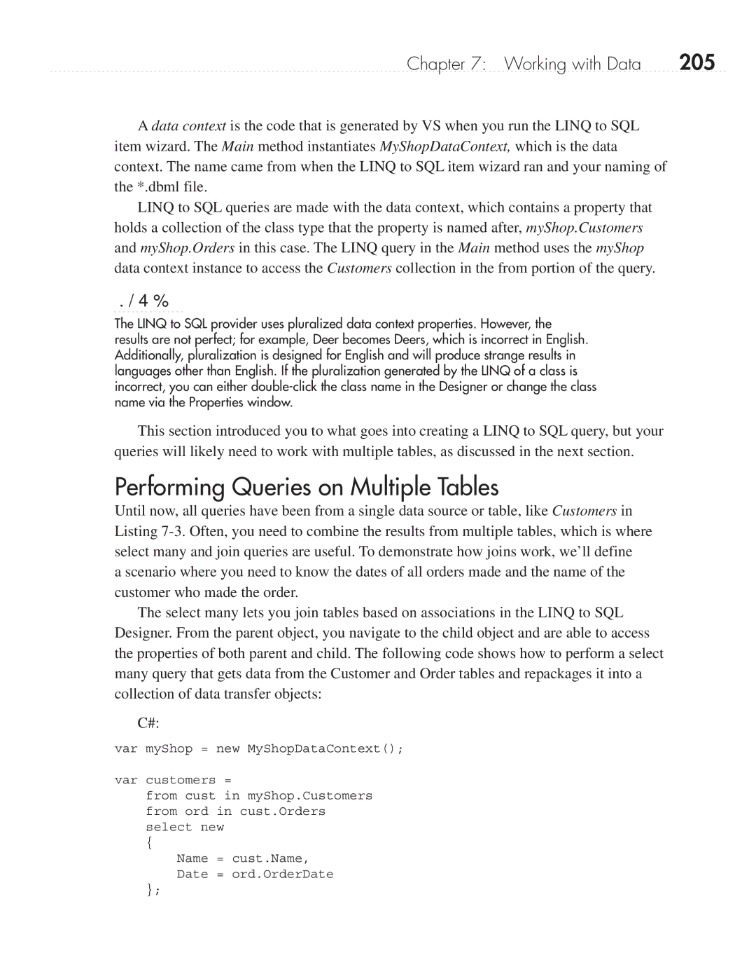 Microsoft 9GD00001 manual Performing Queries on Multiple Tables, 205 