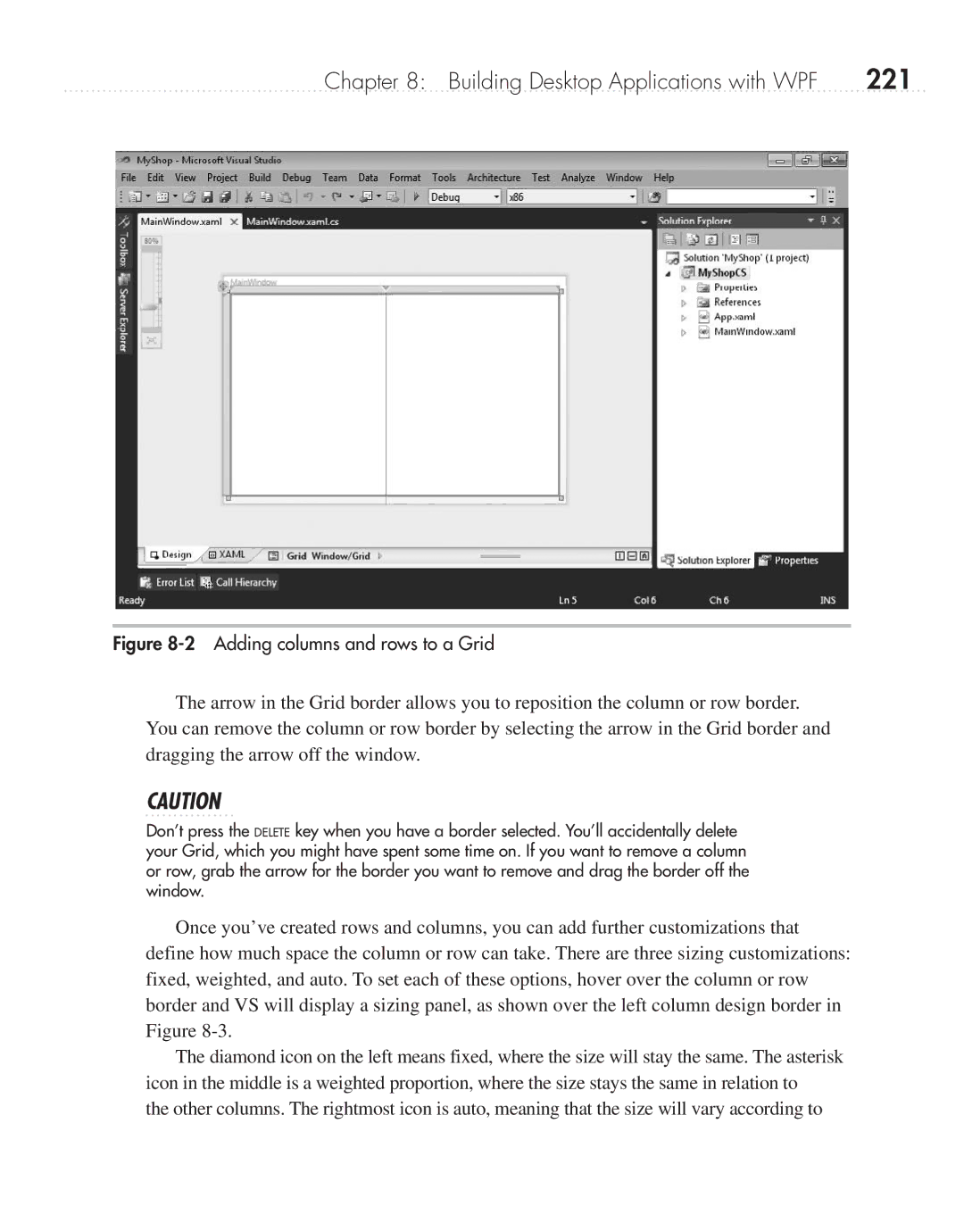 Microsoft 9GD00001 manual 221, Adding columns and rows to a Grid 