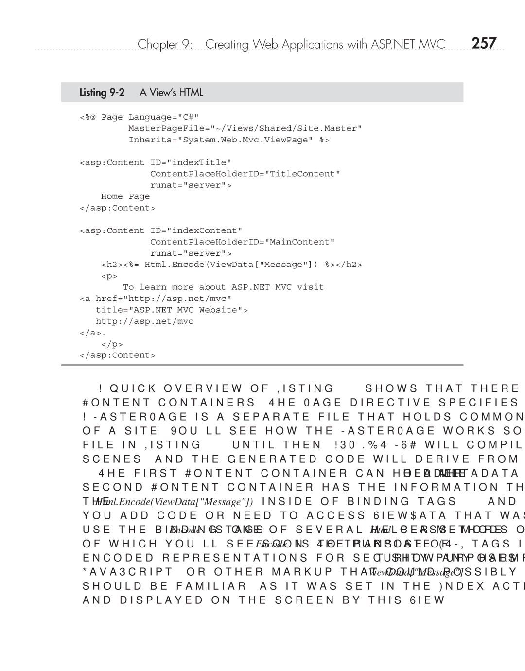 Microsoft 9GD00001 manual 257, Listing 9-2 a View’s Html 