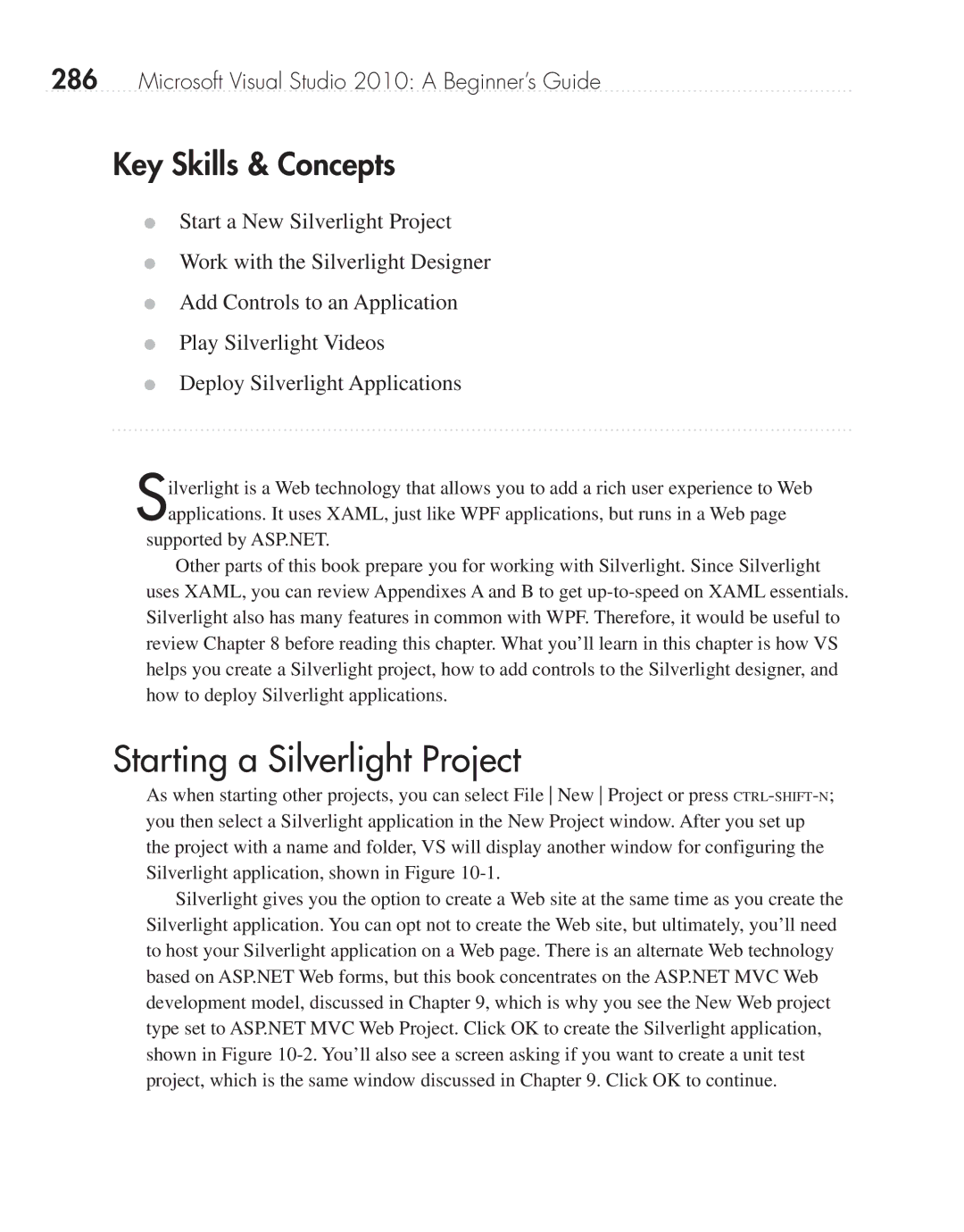 Microsoft 9GD00001 manual Starting a Silverlight Project, Key Skills & Concepts 