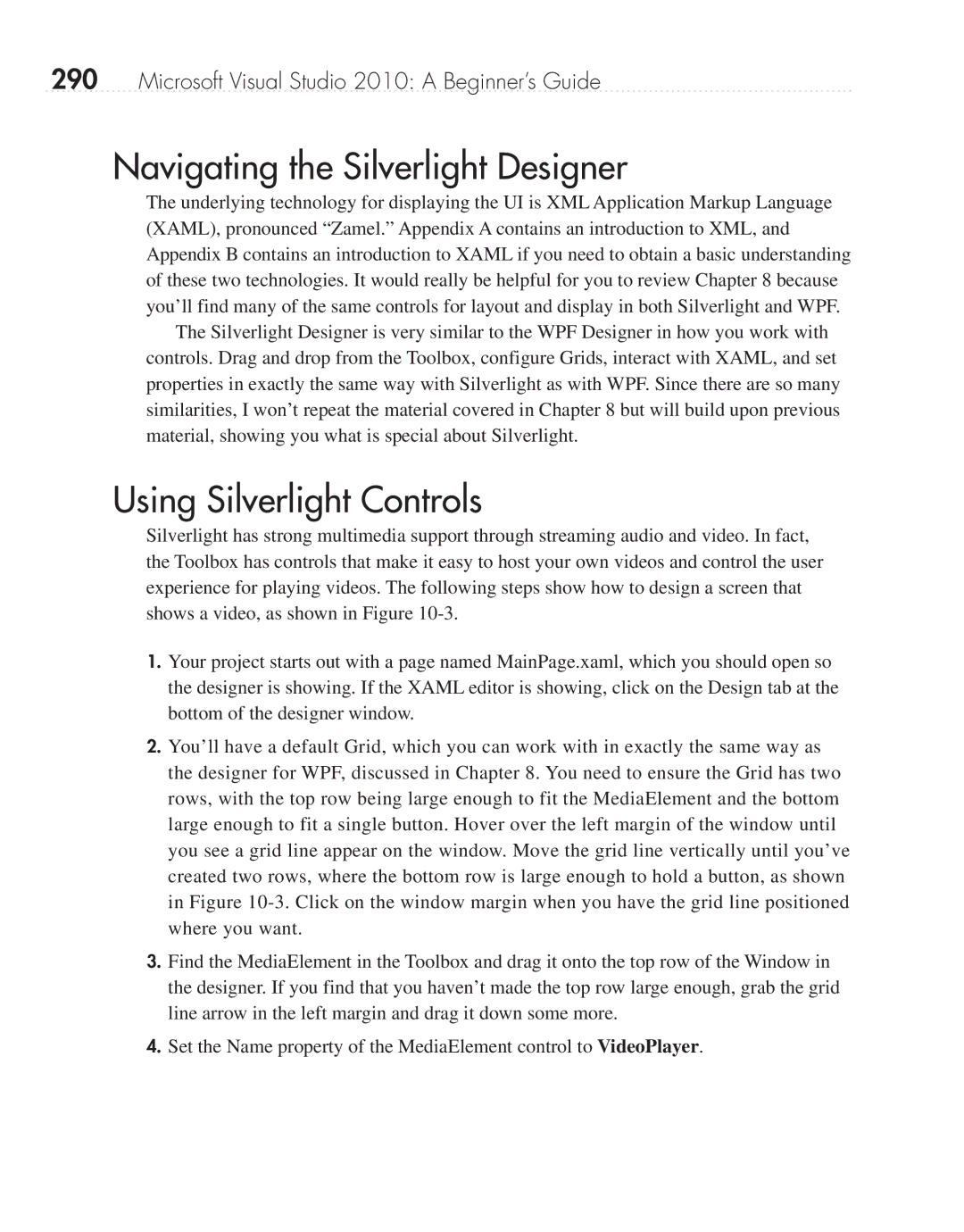 Microsoft 9GD00001 manual Navigating the Silverlight Designer, Using Silverlight Controls 