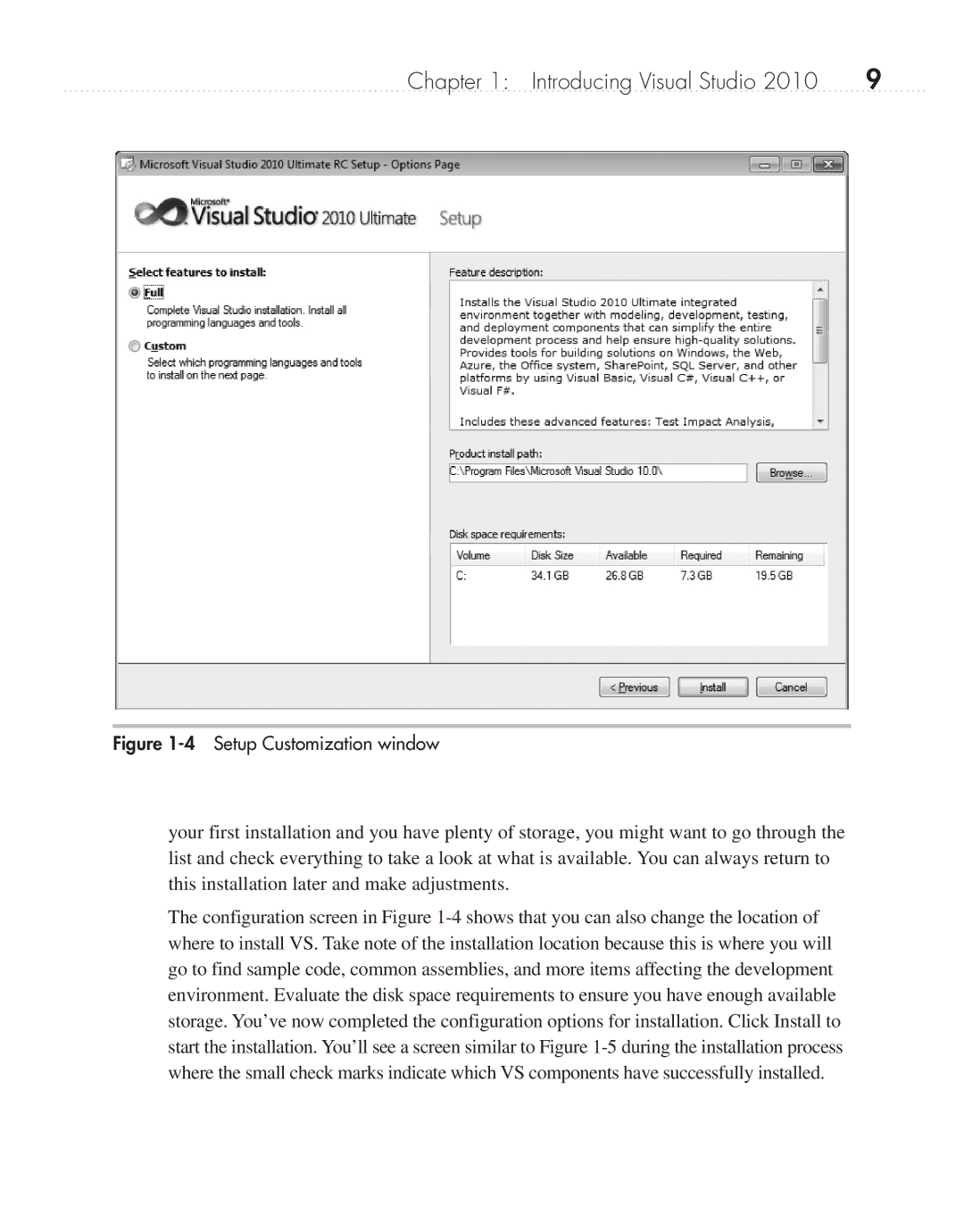 Microsoft 9GD00001 manual Setup Customization window 