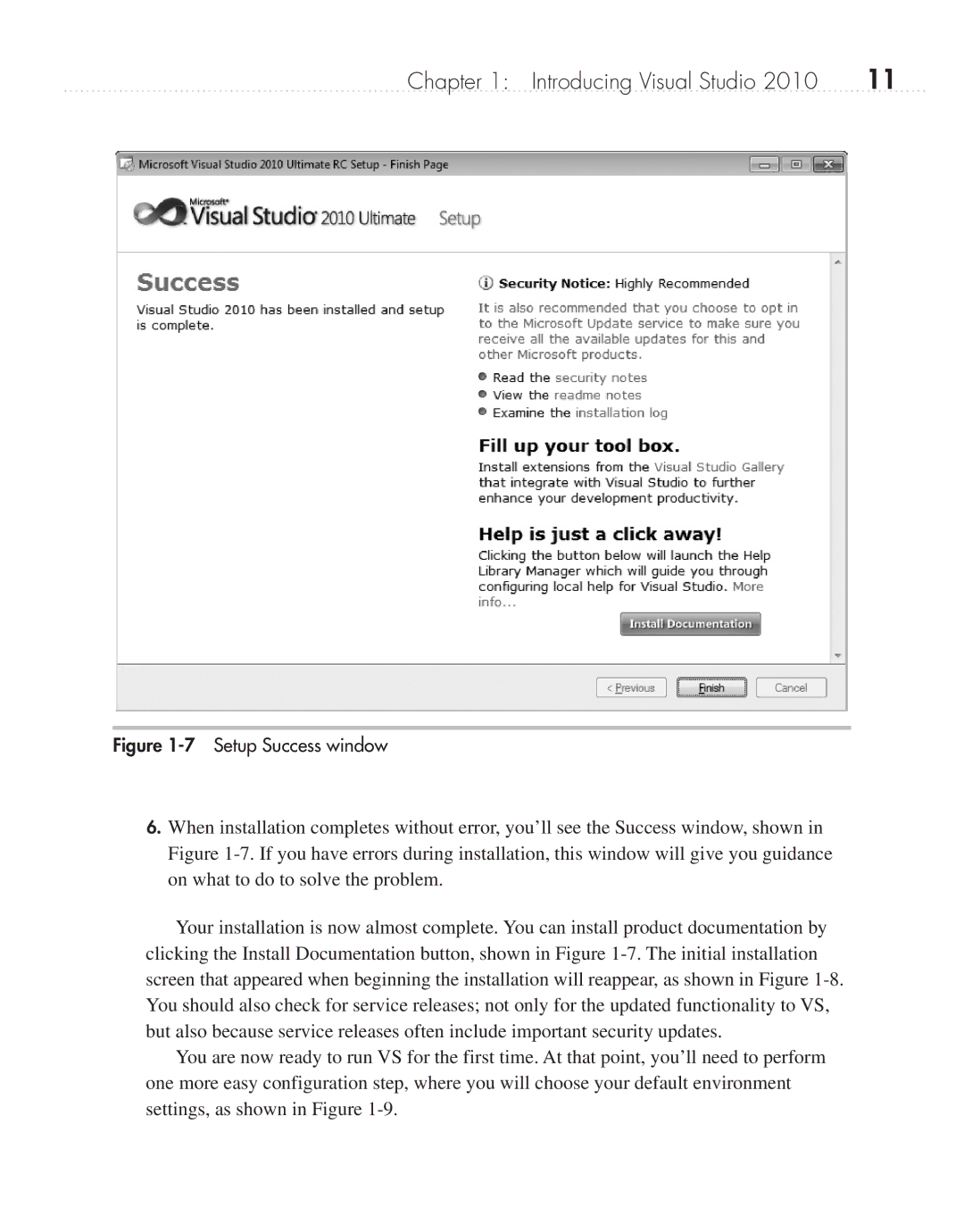 Microsoft 9GD00001 manual Setup Success window 