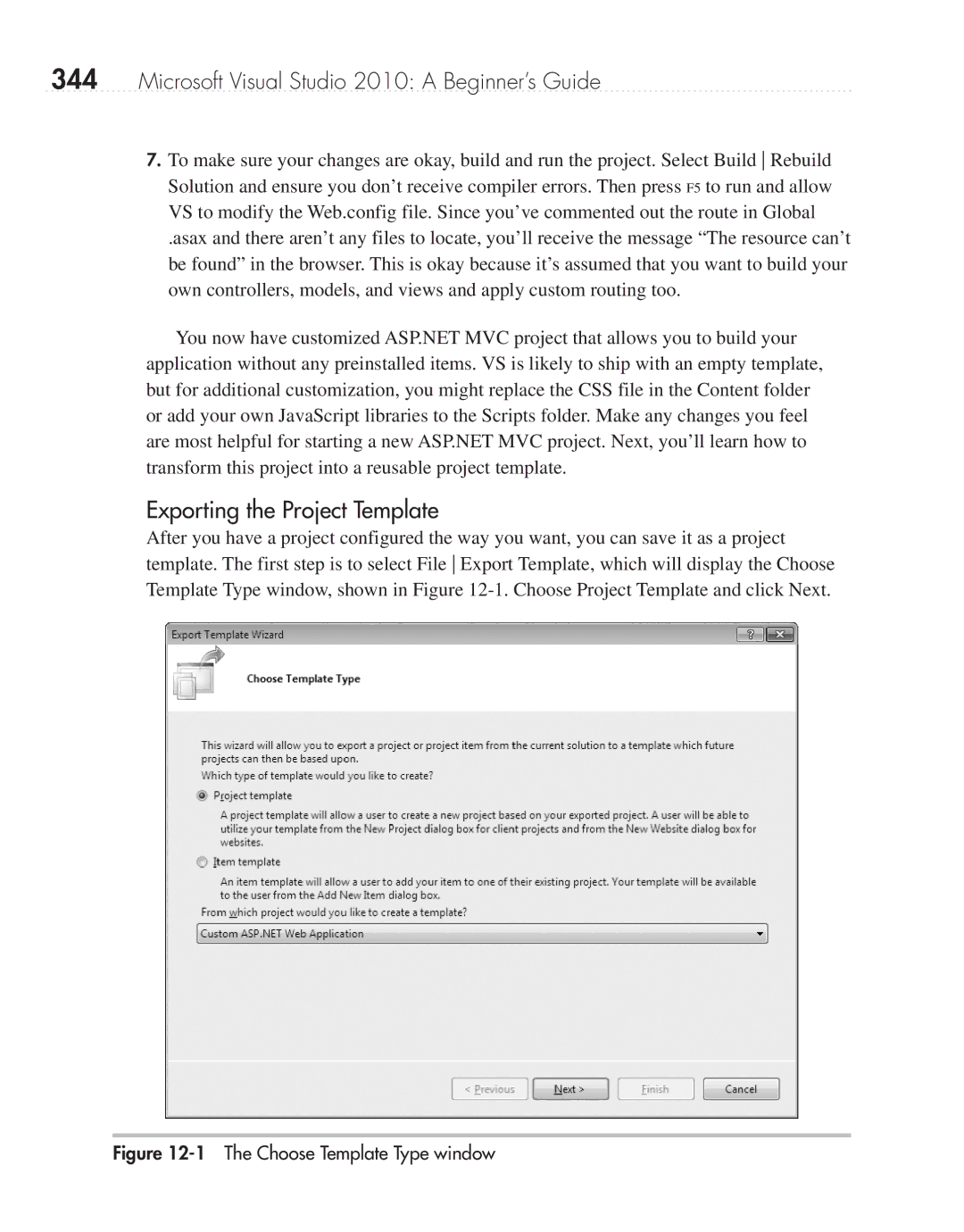 Microsoft 9GD00001 manual Exporting the Project Template, Choose Template Type window 