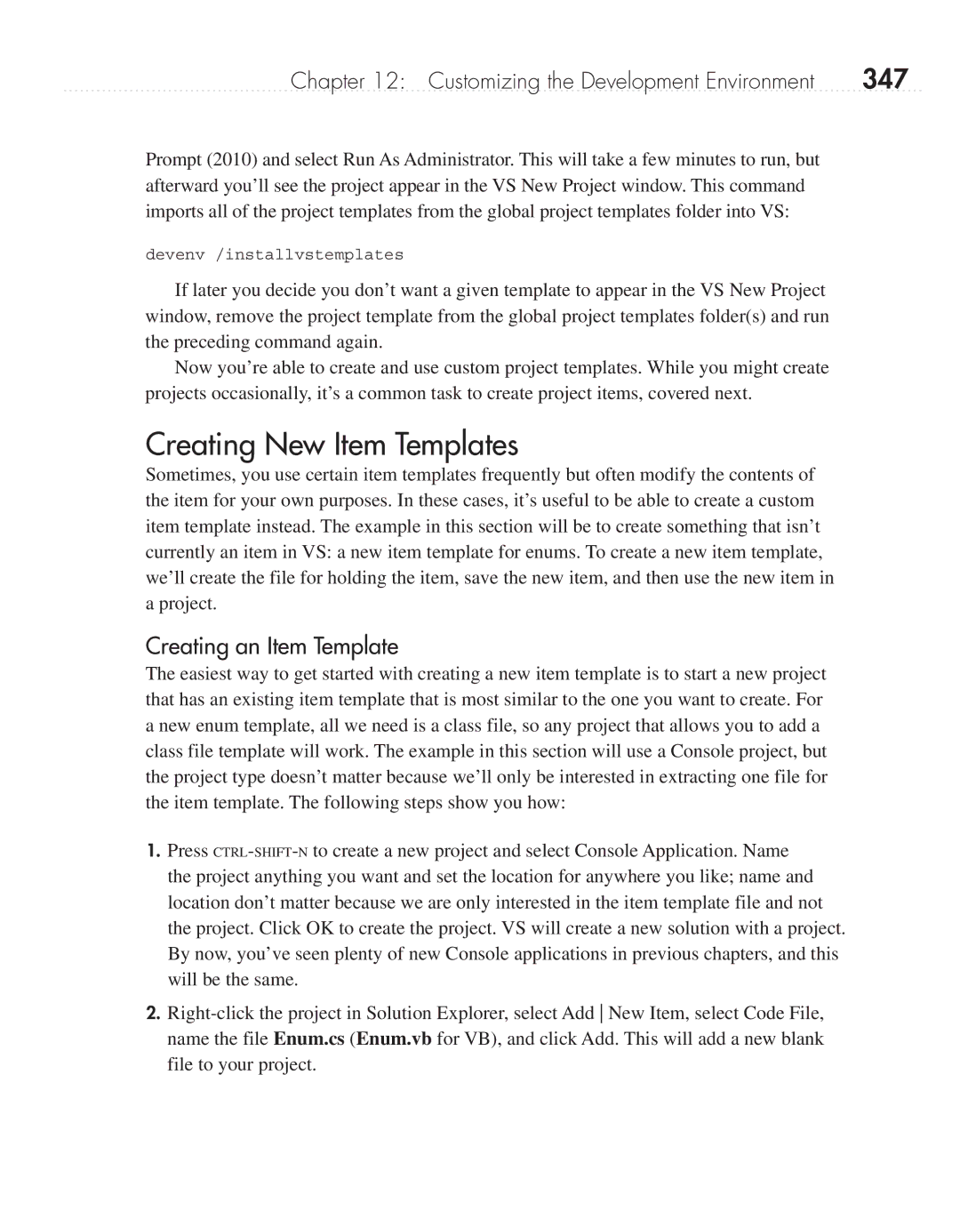 Microsoft 9GD00001 manual Creating New Item Templates, 347, Creating an Item Template 