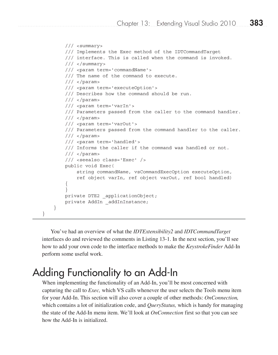 Microsoft 9GD00001 manual Adding Functionality to an Add-In, 383 