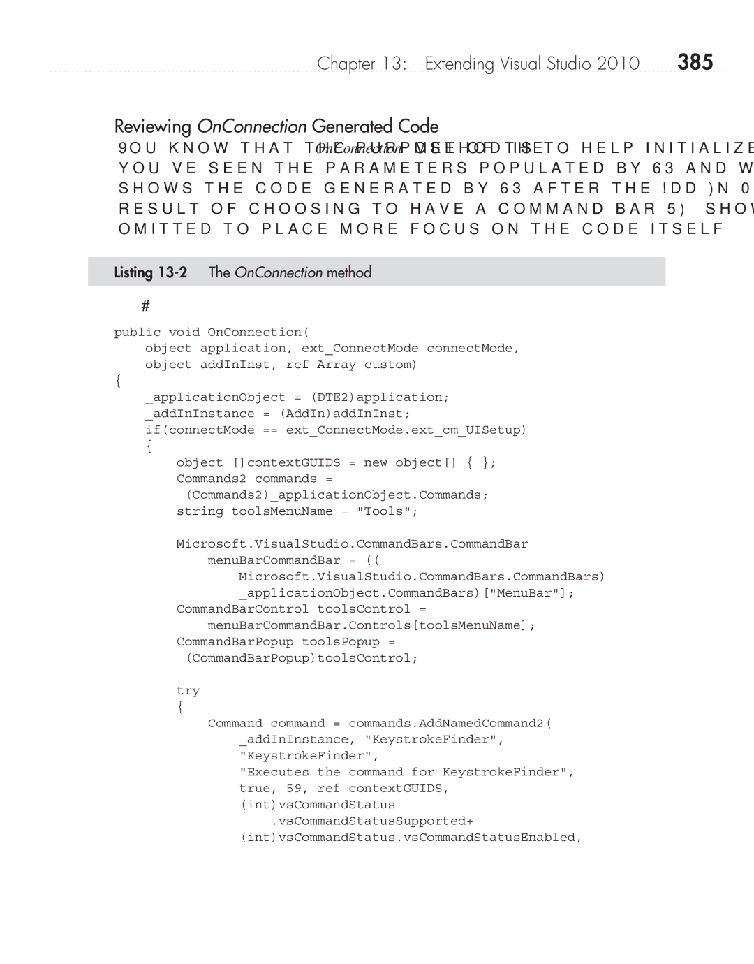 Microsoft 9GD00001 manual 385, Reviewing OnConnection Generated Code, Listing 13-2 The OnConnection method 