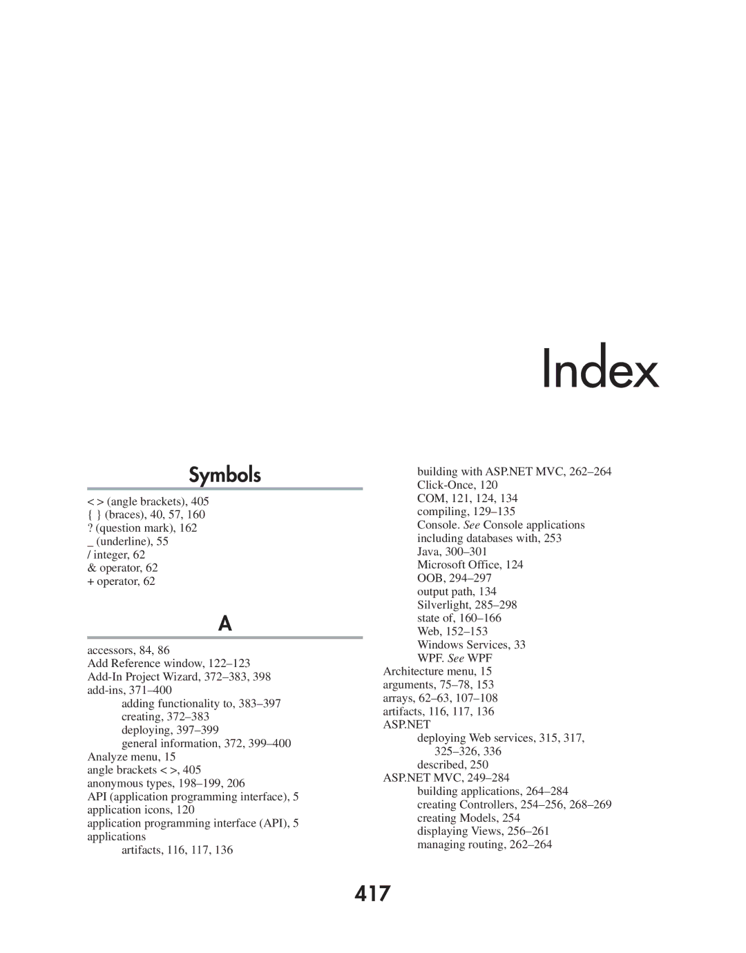 Microsoft 9GD00001 manual Symbols, 417 