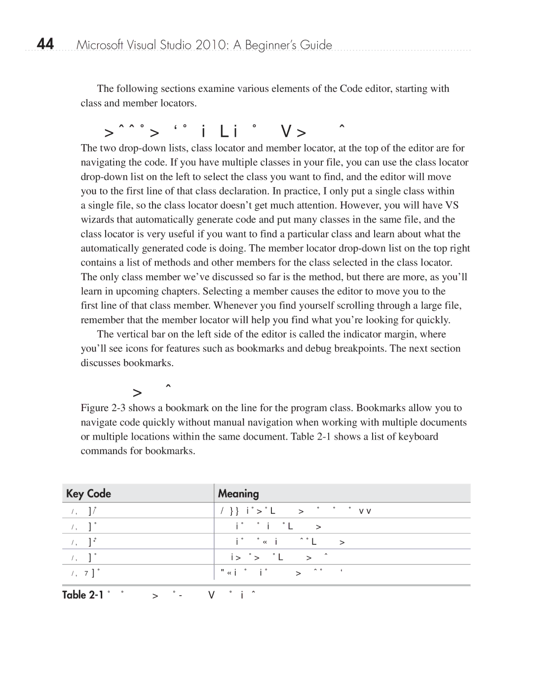 Microsoft 9GD00001 manual Class and Member Locators, Bookmarks, Bookmark Shortcut Keys 