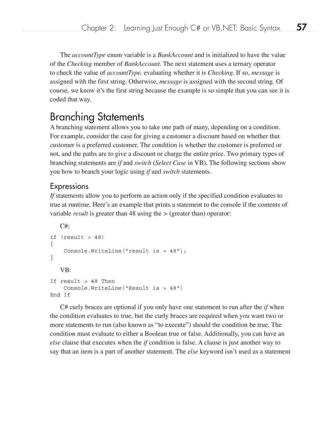 Microsoft 9GD00001 manual Branching Statements, Expressions 