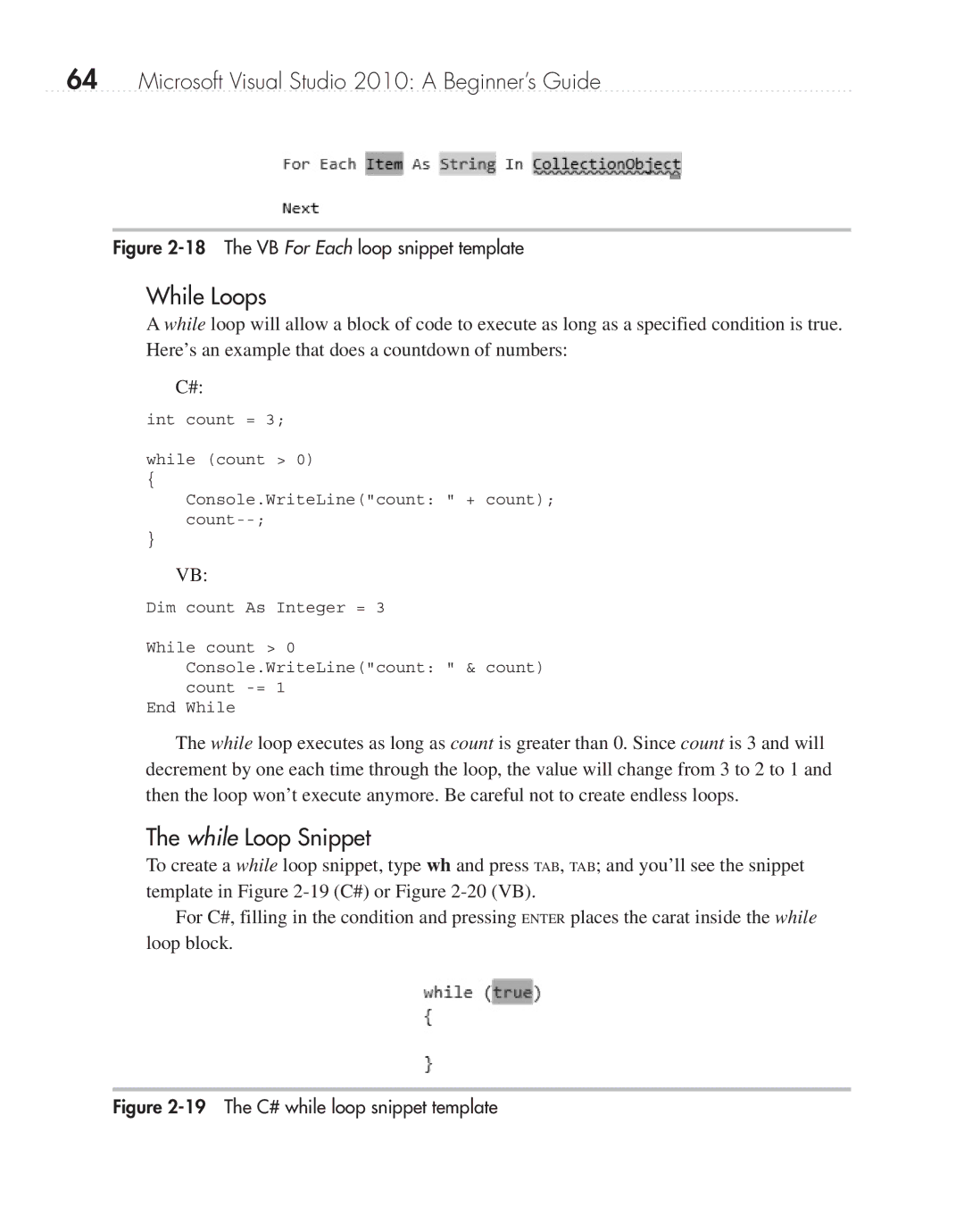 Microsoft 9GD00001 manual While Loops, While Loop Snippet 