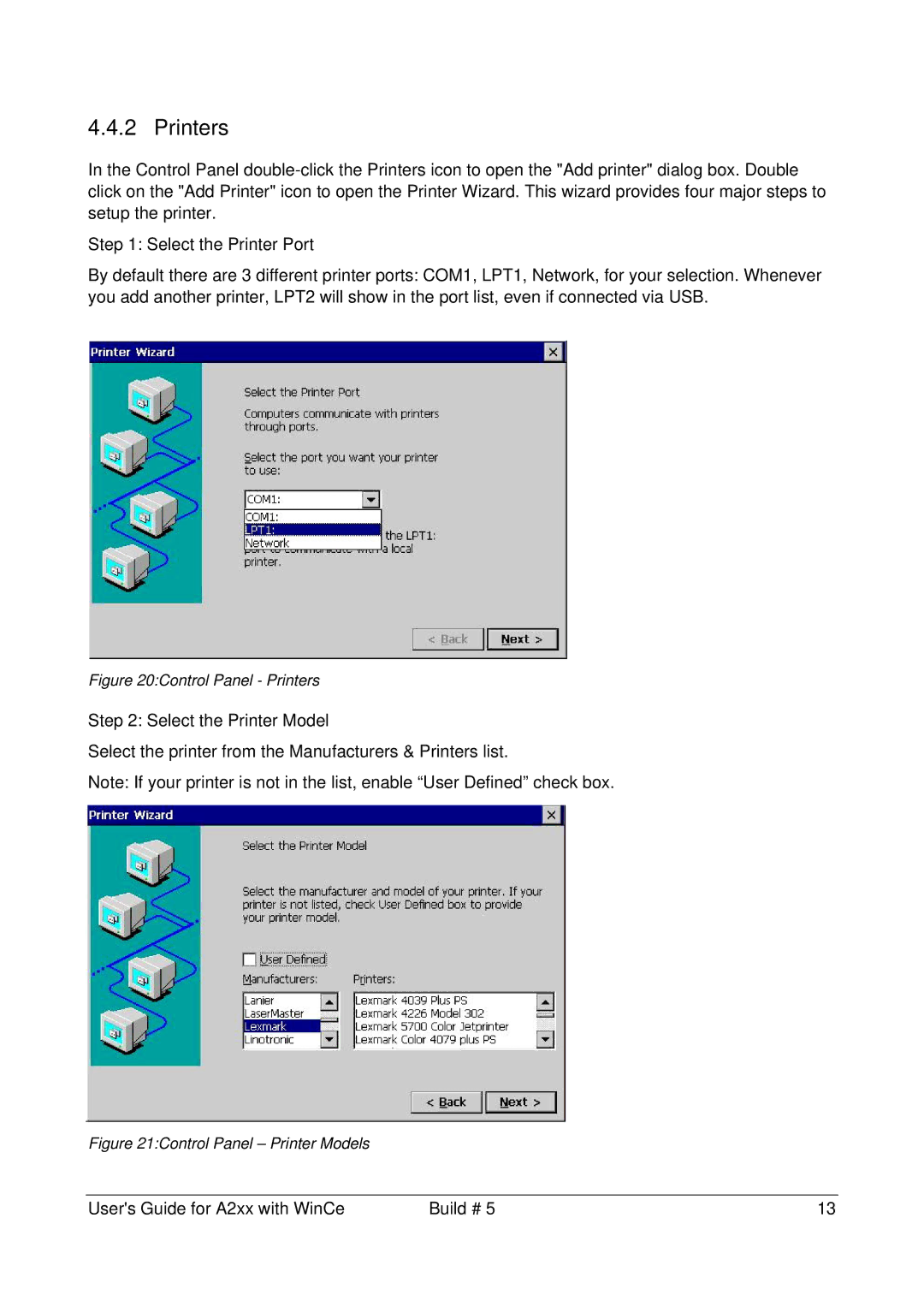 Microsoft A2xx manual Control Panel Printers 